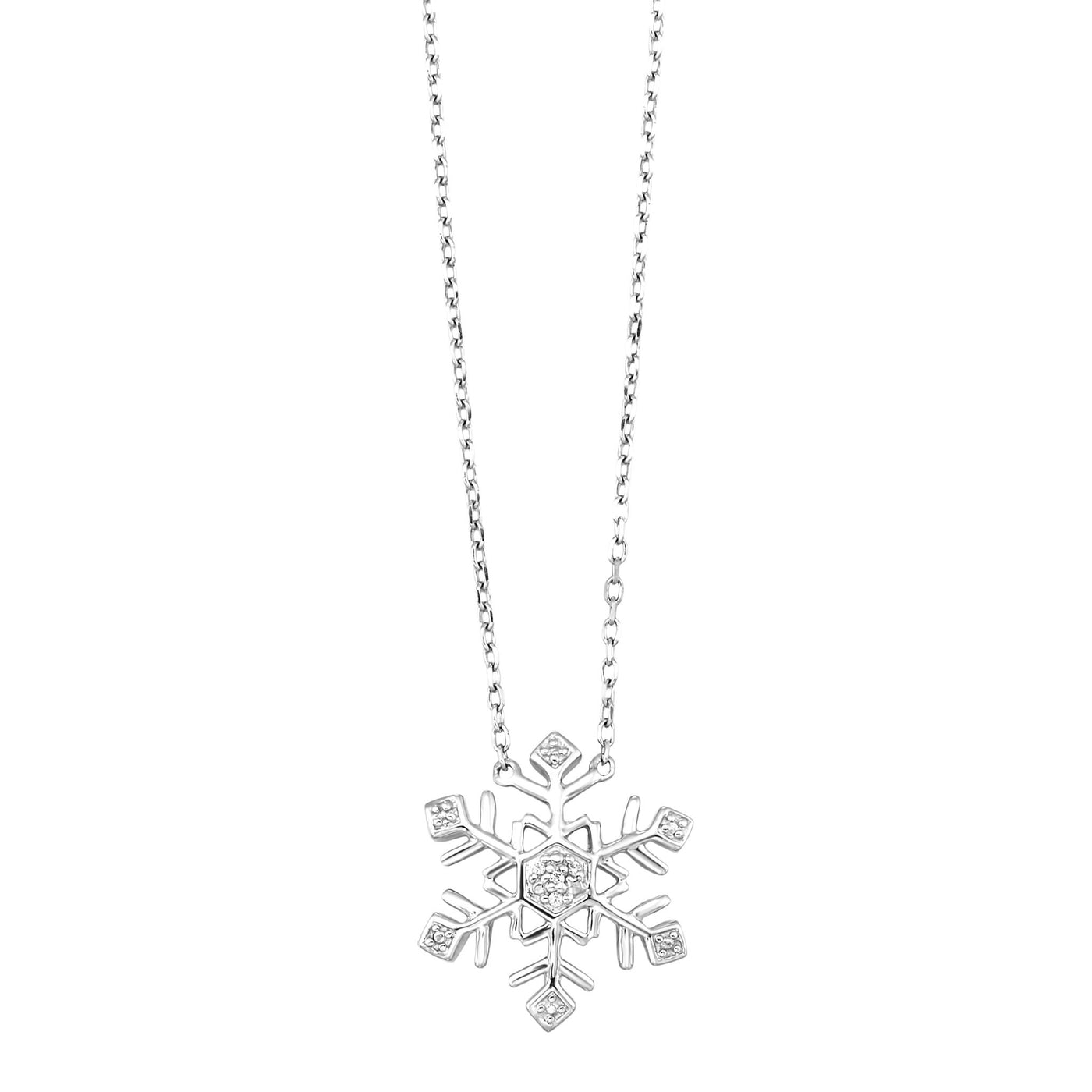 Sterling Silver .01ctw Snow Flake Style Pendant