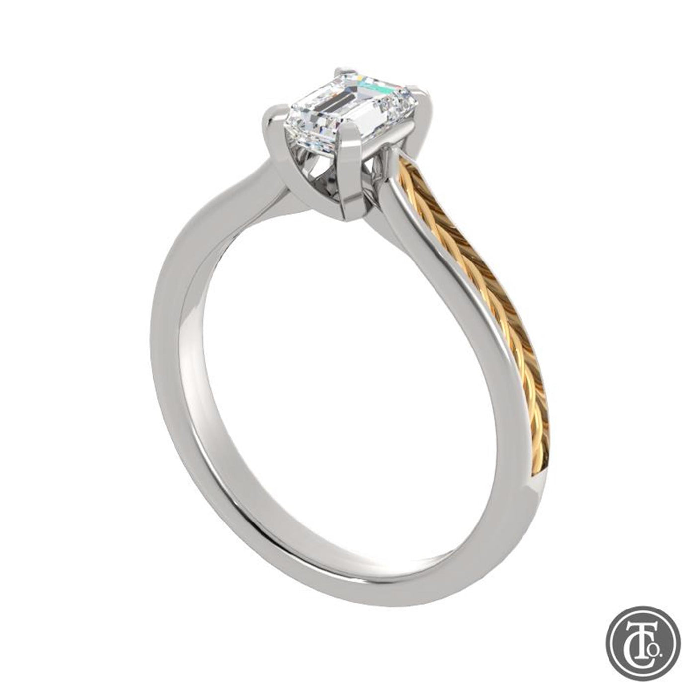 14K White & Yellow Gold 0.76ctw 4 Prong Style Diamond Semi-Mount Engagement Ring