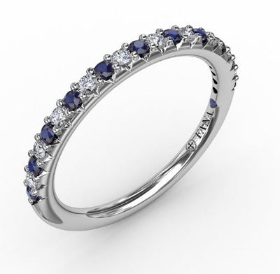 Fana 14K White Gold 0.32ctw Band Style Ring with Diamonds and Sapphires