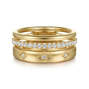 Gabriel 14K Yellow Gold 0.30ctw Stackable Diamond Fashion Ring