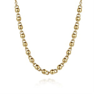 14K Yellow Gold 18" Bead Style Station Necklace