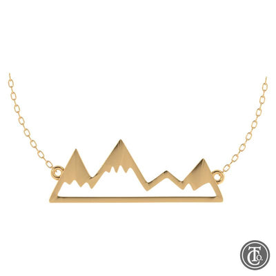 14K Yellow Gold 18" Adjustable Mountain Style Bar Necklace