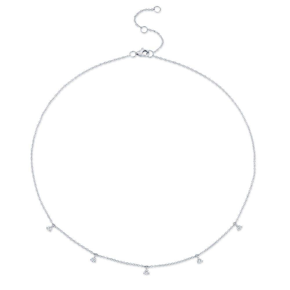 Shy Creation 14K White Gold .30ctw Station Style Necklace