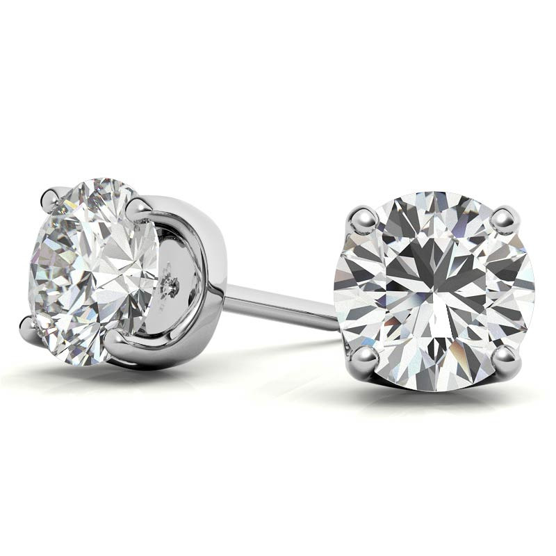 14K White Gold 0.50ctw Diamond Stud Earrings in Four Prong Basket Settings