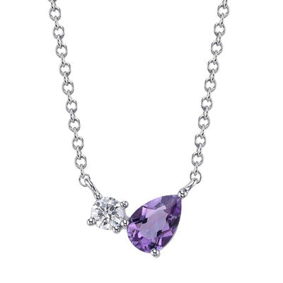 Shy Creation 14K White Gold 0.49ctw Amethyst Necklace