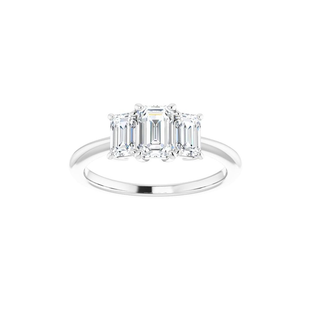 Ever & Ever 14K White Gold .75ctw Three Stone Style Diamond Semi-Mount Engagement Ring