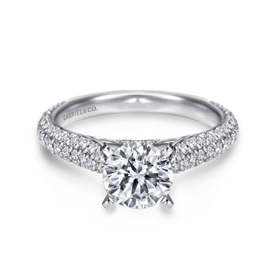 Gabriel 14K White Gold .70ctw 4 Prong Style Diamond Semi-Mount Engagement Ring