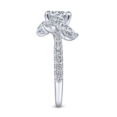 Gabriel 14K White Gold 0.85ctw 4 Prong Style Diamond Semi-Mount Engagement Ring