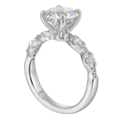 Thollot-Colorado Cut 14K White Gold 0.50ctw 4 Prong Style Diamond Semi-Mount Engagement Ring