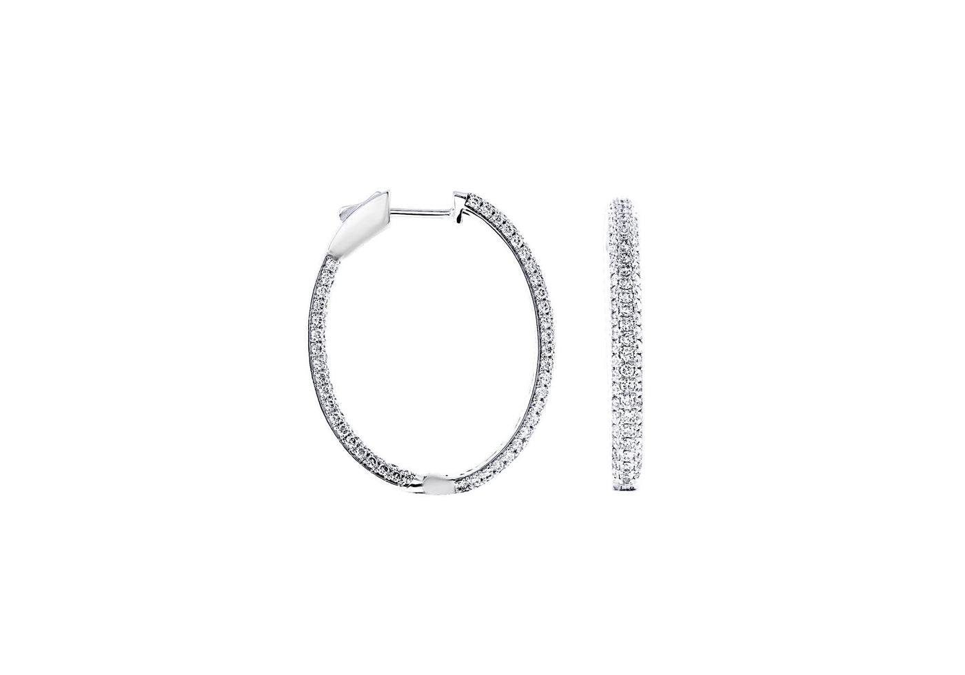 14K White Gold 2.28ctw Oval Hoop Style Lab Grown Diamond Earrings