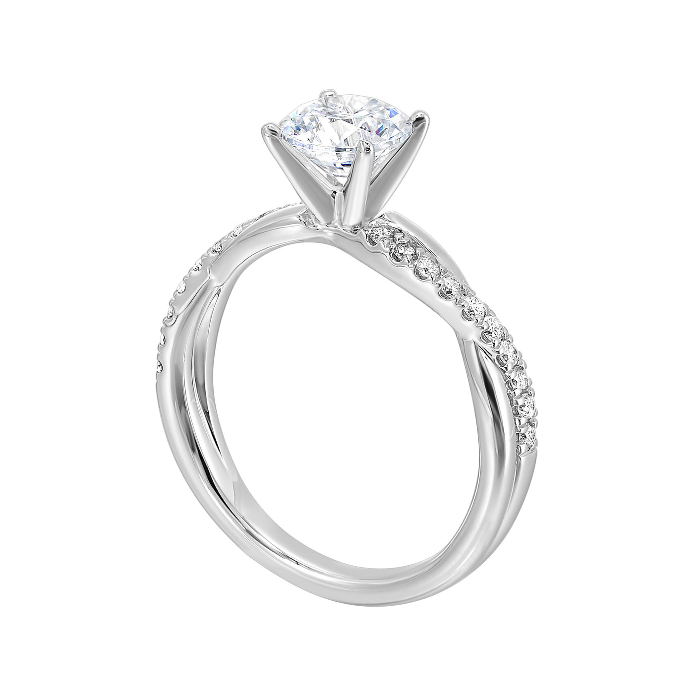 Thollot-Colorado Cut 14K White Gold .20ctw 4 Prong Style Diamond Semi-Mount Engagement Ring