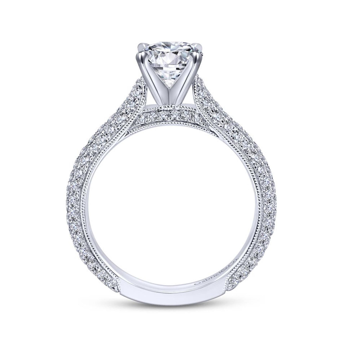 Gabriel 14K White Gold .89ctw 4 Prong Style Diamond Semi-Mount Engagement Ring