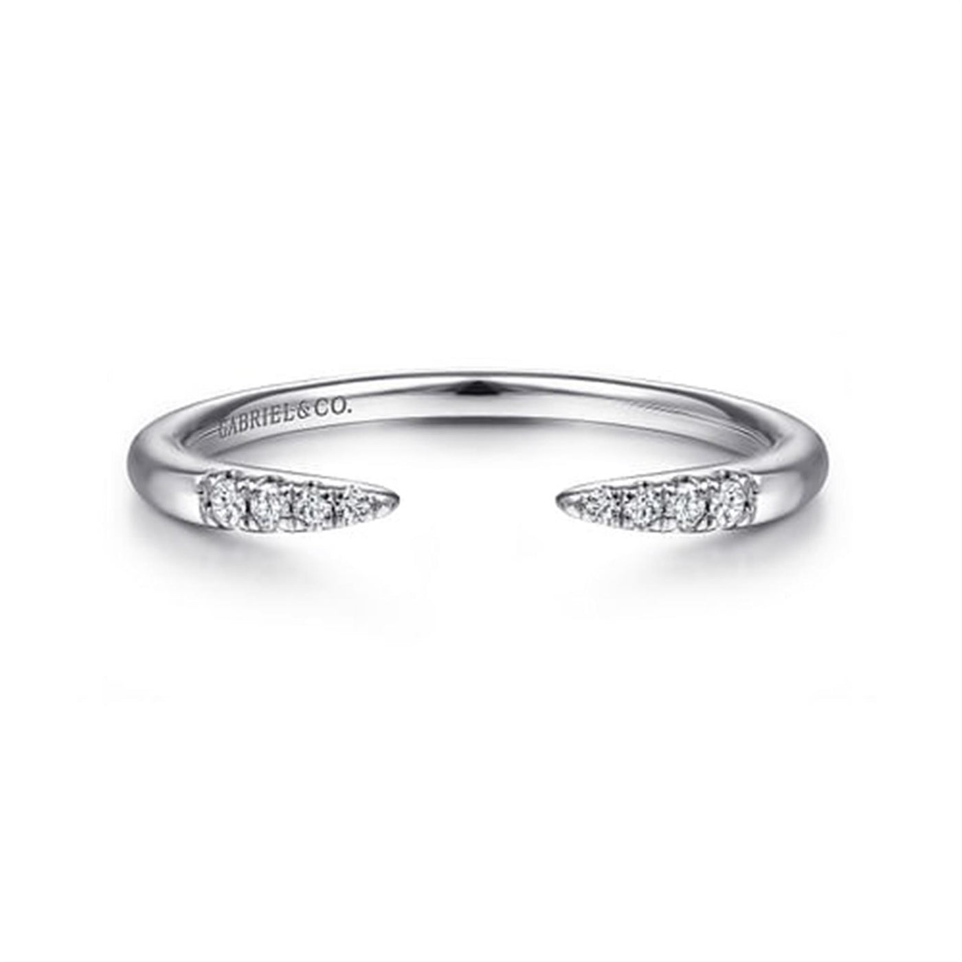 Gabriel 14K White Gold .06ctw Cuff Style Tapered Band