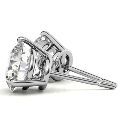 14K White Gold 1ctw Diamond Stud Earrings in Three Prong Basket Settings