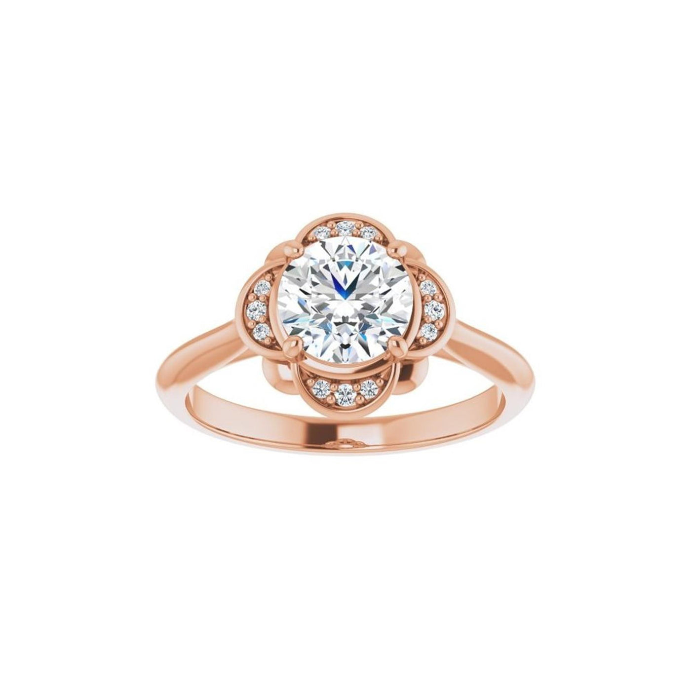 Ever & Ever 14K Rose Gold .04ctw 4 Prong Style Diamond Semi-Mount Engagement Ring