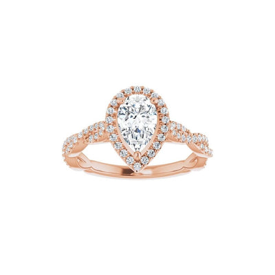 Ever & Ever 14K Rose Gold .25ctw Pear Halo Style Diamond Semi-Mount Engagement Ring