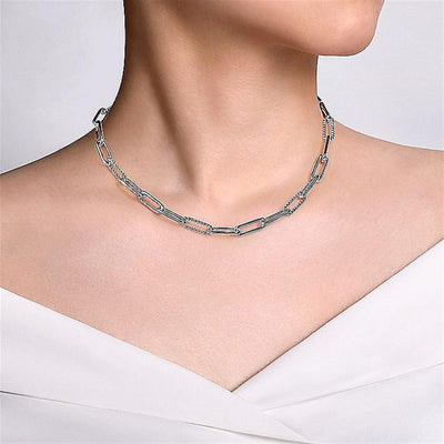 Sterling Silver 16" Bujukan Style Decorative Elongated Necklace