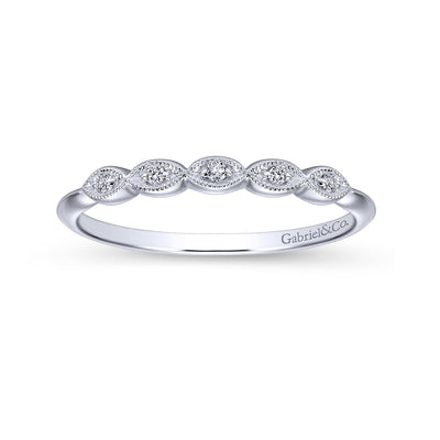 Gabriel 14K White Gold .03ctw Diamond Wedding Band