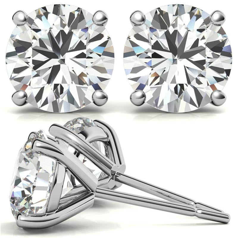 14K White Gold 1.42ctw Diamond Stud Earrings in Four Prong Martini Settings