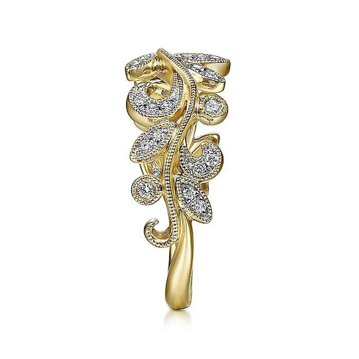 Gabriel 14K White & Yellow Gold 0.20ctw Floral Diamond Fashion Ring