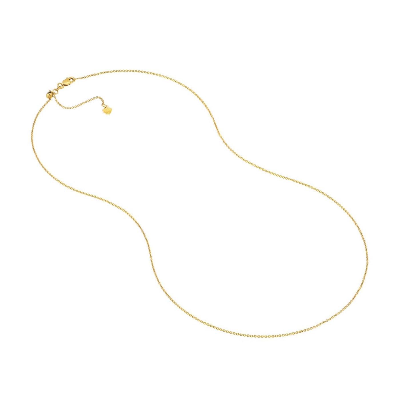 14K Yellow Gold 1.05mm 22" Adjustable Cable Link Chain