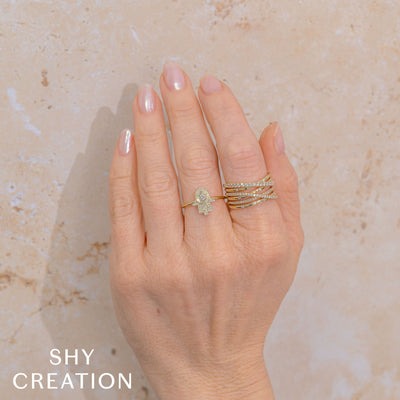 Shy Creation 14K Yellow Gold 0.15ctw Hamsa Diamond Fashion Ring