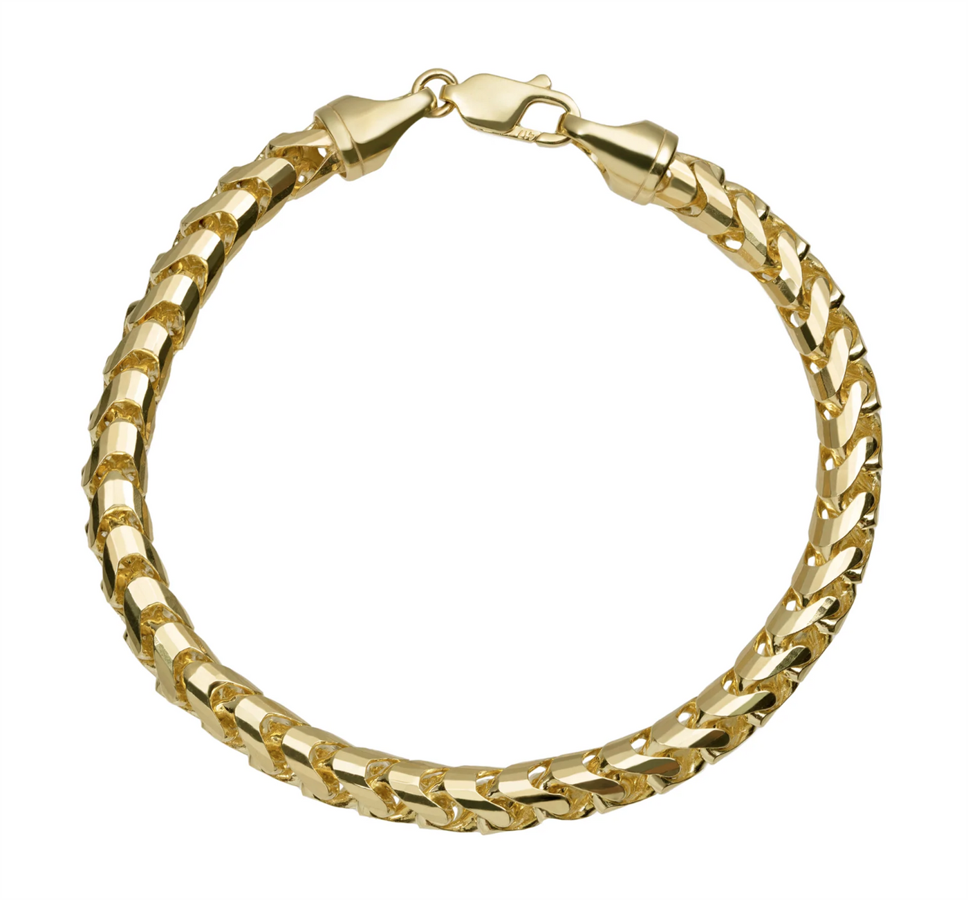 14K Yellow Gold 8" Solid Fancy Link Franco Chain