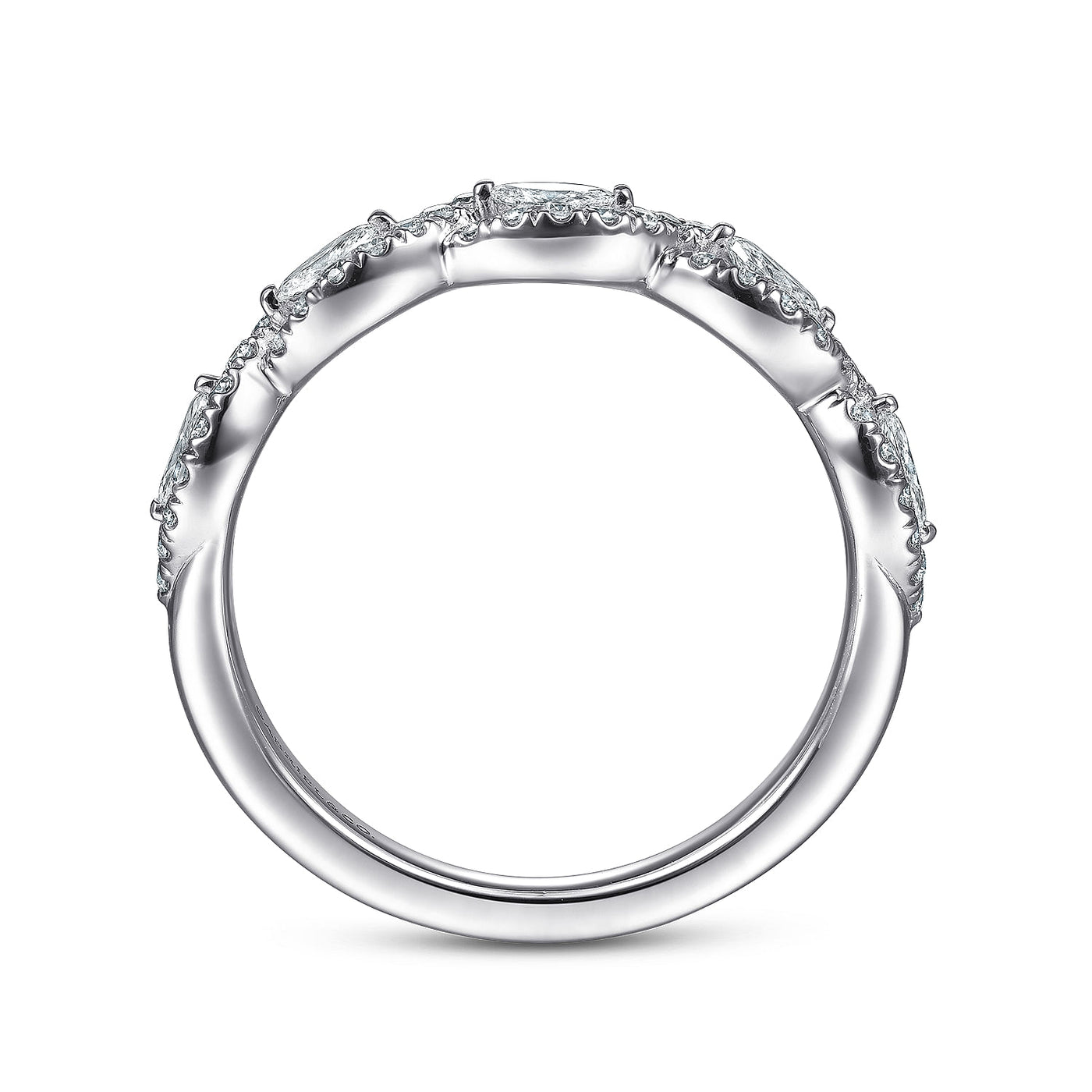 Gabriel 14K White Gold 0.50ctw Fancy Diamond Band