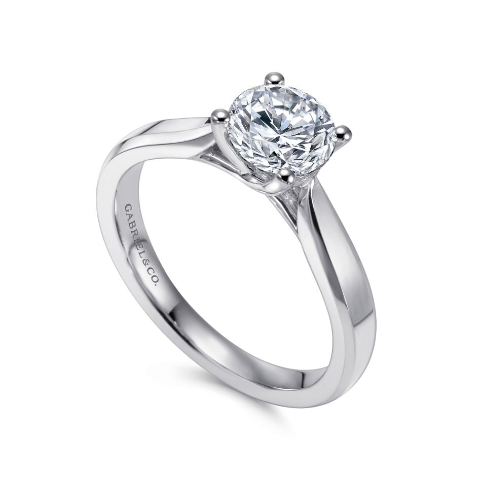 Gabriel 14K White Gold 4 Prong Style Diamond Semi-Mount Engagement Ring