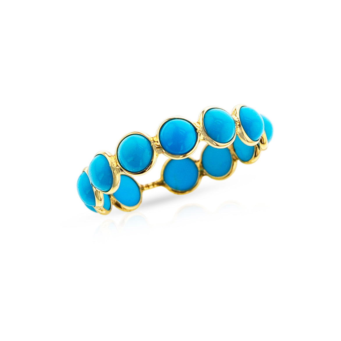 14K Yellow Gold 2.90ctw Band Style Turquoises Ring