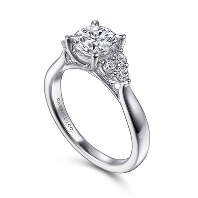 Gabriel - Contemporary Collection 14K White Gold .26ctw 4 Prong Style Diamond Semi-Mount Engagement Ring