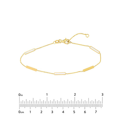 14K Yellow Gold 7.25" Solid Station Cable Link Bracelet