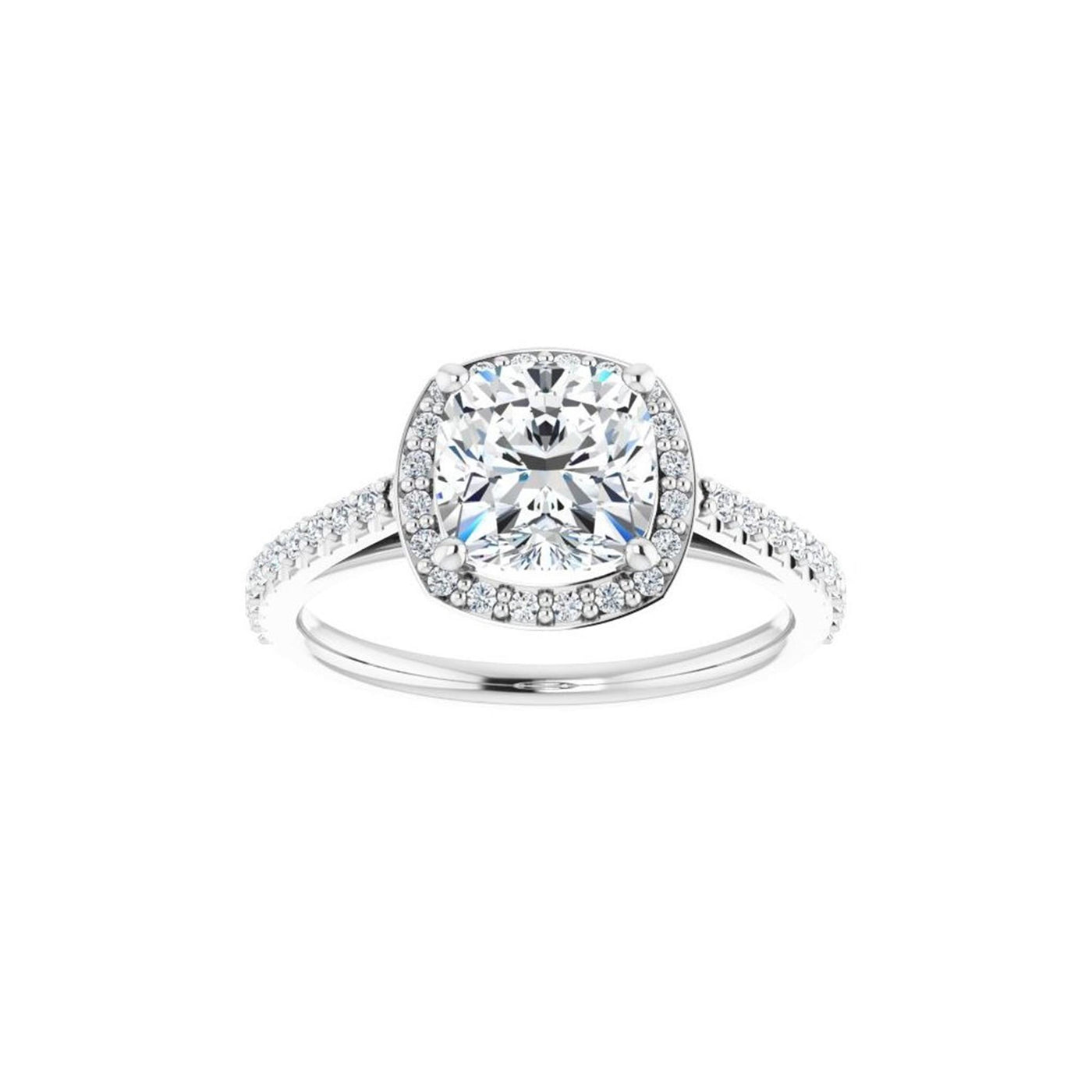 Ever & Ever 14K White Gold .33ctw Cushion Halo Style Diamond Semi-Mount Engagement Ring