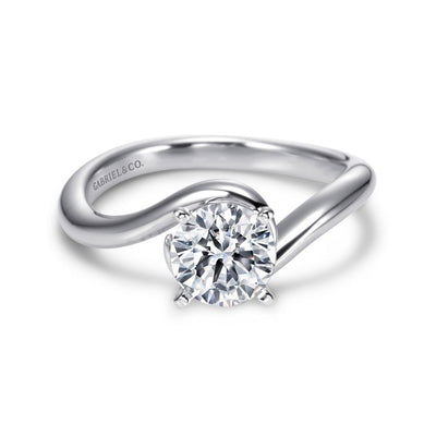 Gabriel 14K White Gold 4 Prong Style Diamond Semi-Mount Engagement Ring