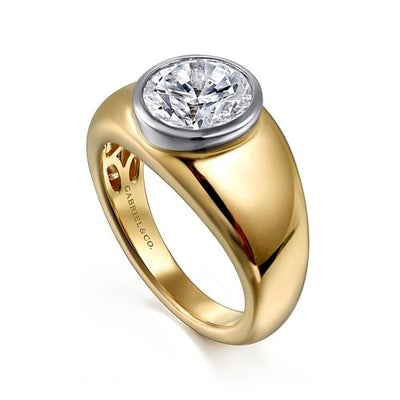 Gabriel 14K White & Yellow Gold Bezel Style Diamond Semi-Mount Engagement Ring