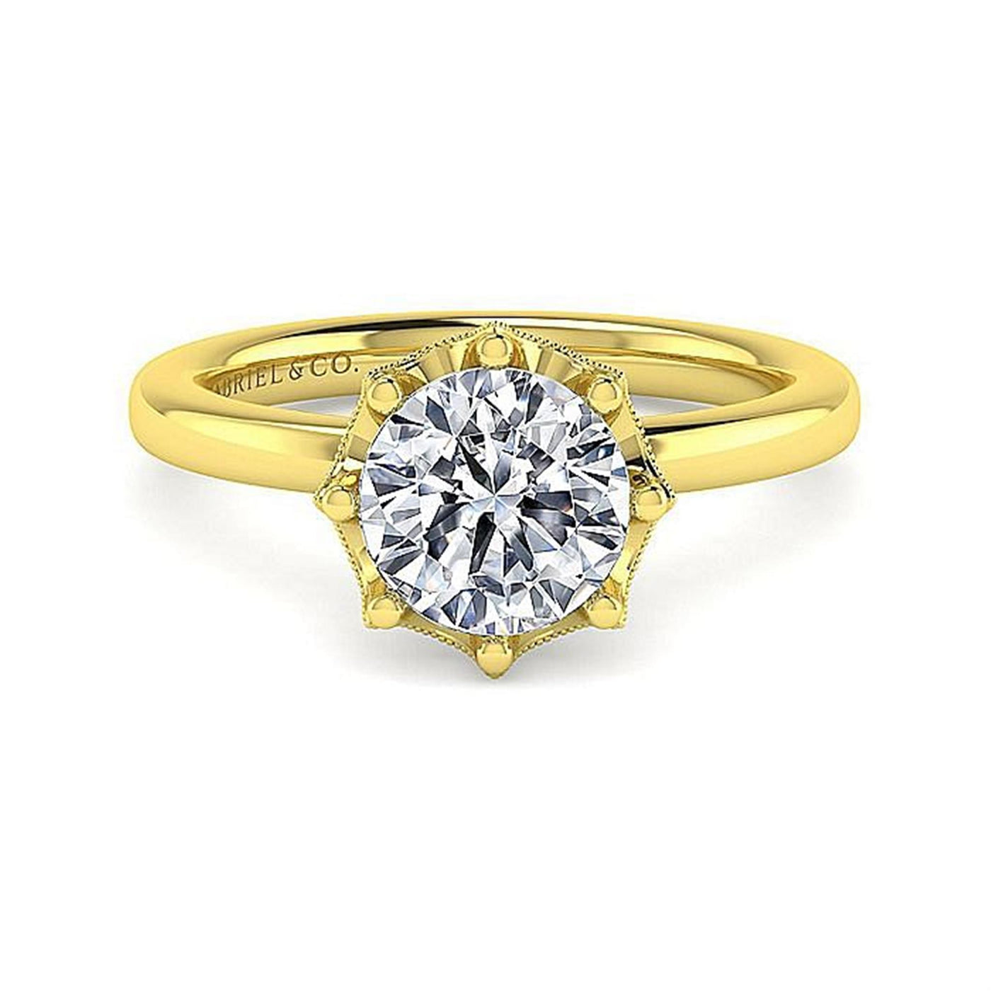 Gabriel 14K Yellow Gold .05ctw Tulip Style Diamond Semi-Mount Engagement Ring