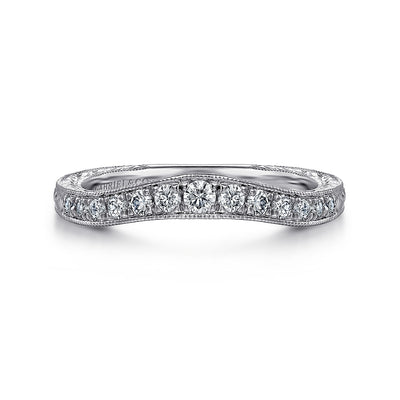 Gabriel 14K White Gold 0.25ctw Curved Diamond Band