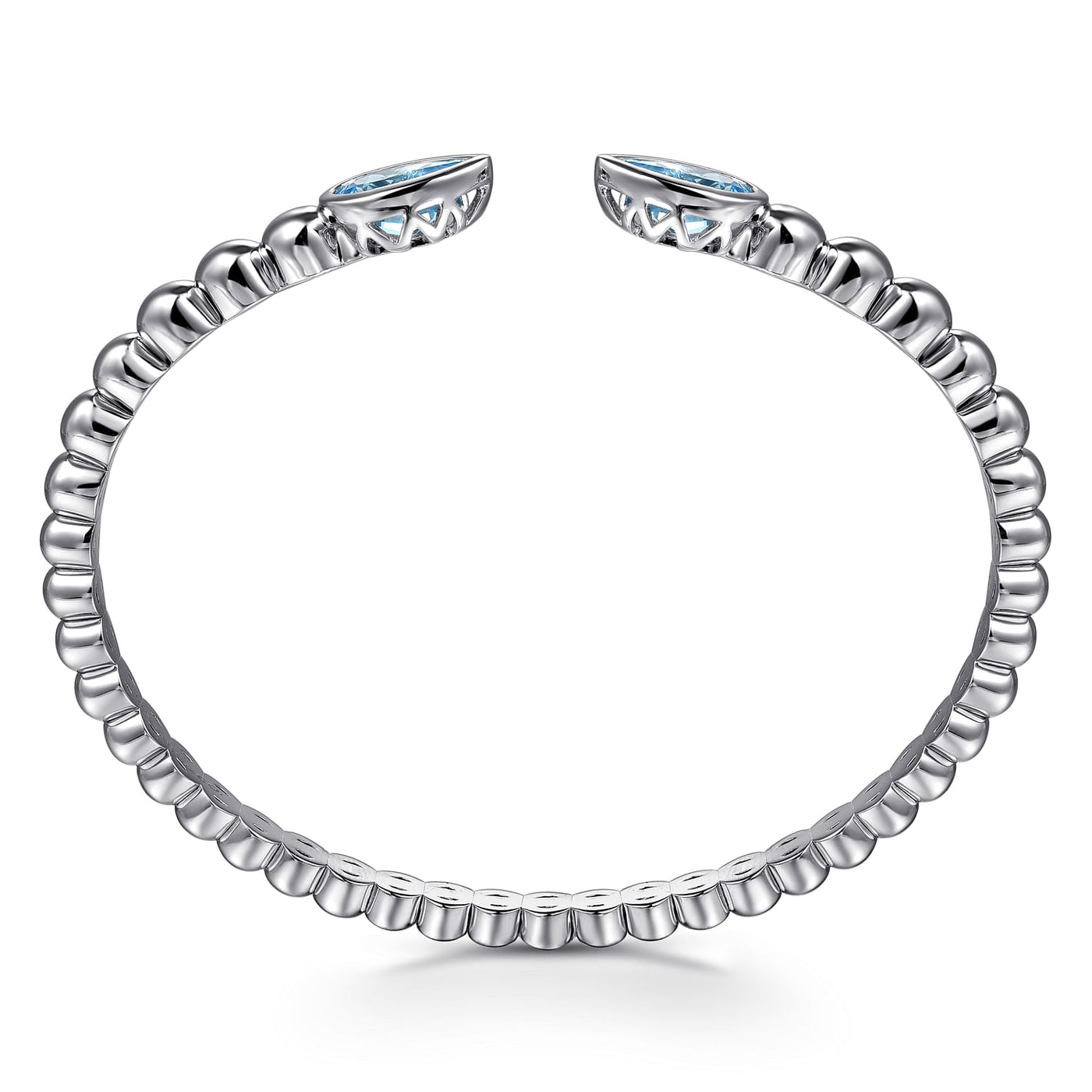 Gabriel Sterling Silver 6.25" Cuff Style Bracelet Featuring Blue Topaz