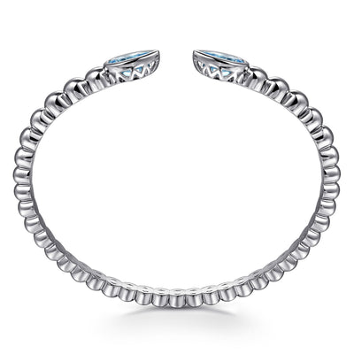 Gabriel Sterling Silver 6.25" Cuff Style Bracelet Featuring Blue Topaz