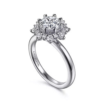 Gabriel - Starlight Collection 14K White Gold 0.43ctw Round Halo Style Diamond Semi-Mount Engagement Ring