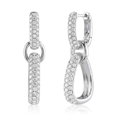 Shy Creation 14K White Gold 1.45ctw Link Dangle Style Diamond Earrings