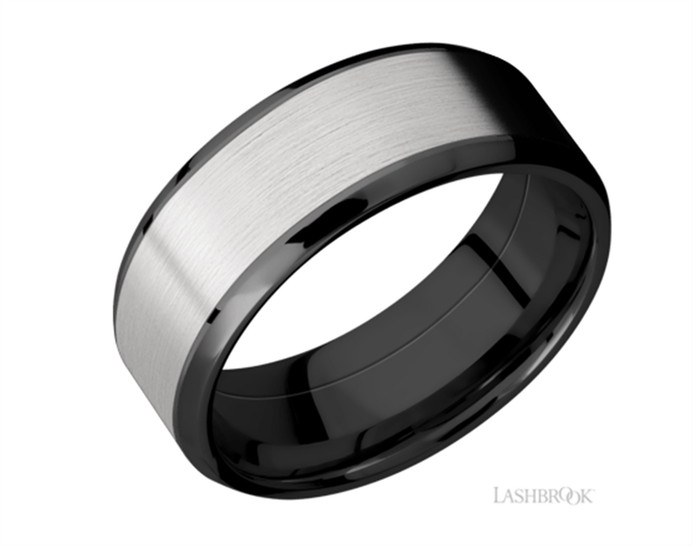 8mm Black Zirconium and Cobalt Wedding Band