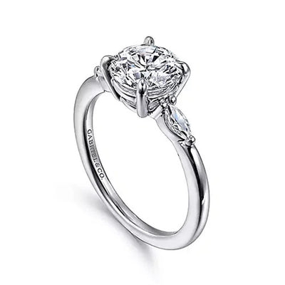 Gabriel - Classic Collection 14K White Gold .17ctw 4 Prong Style Diamond Semi-Mount Engagement Ring