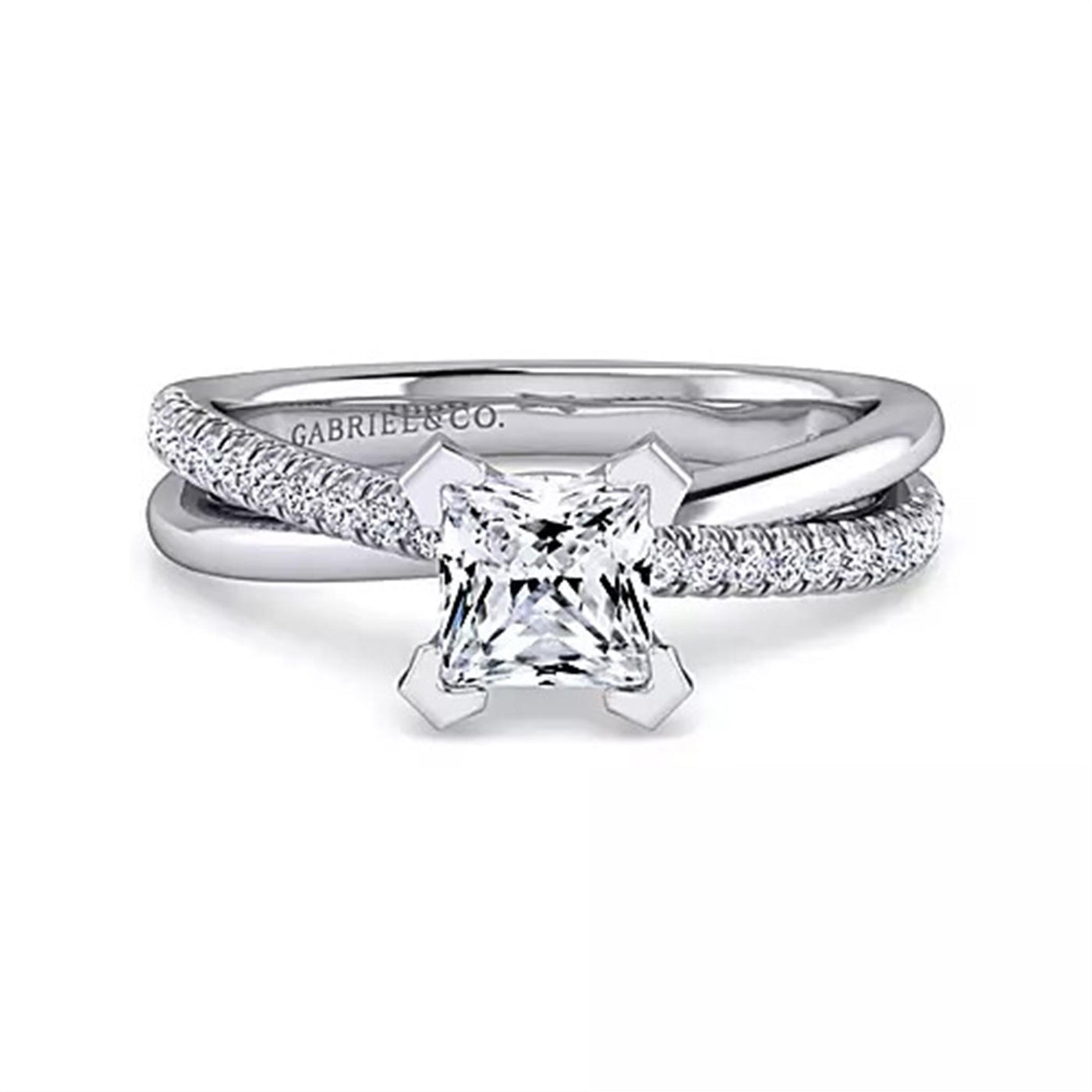 Gabriel - Contemporary Collection 14K White Gold .20ctw 4 Prong Style Diamond Semi-Mount Engagement Ring