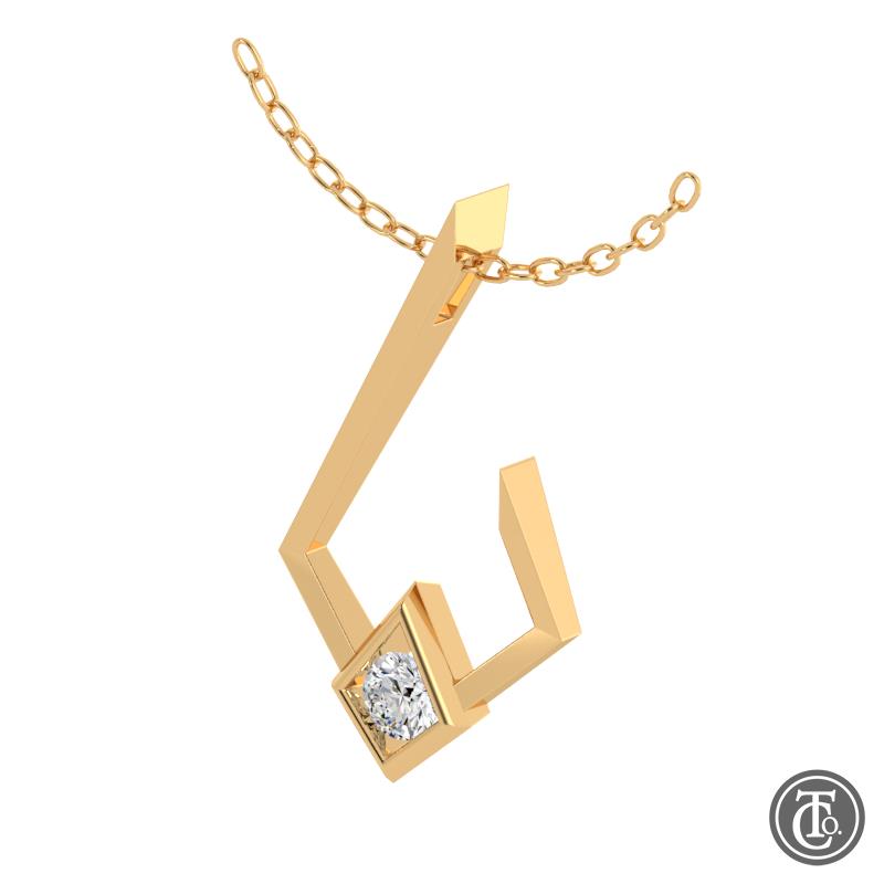 14K Yellow Gold 0.28ctw Channel Set Fancy Style Diamond Pendant