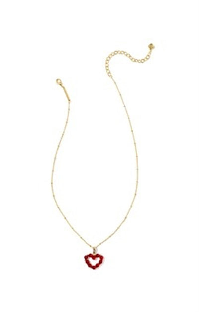 Gold Tone Necklace Featuring Red Opaque Glass by Kendra Scott