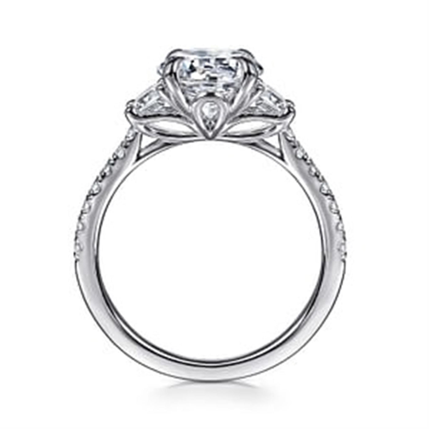 Gabriel - Lotus Collection 14K White Gold 0.60ctw 4 Prong Style Diamond Semi-Mount Engagement Ring