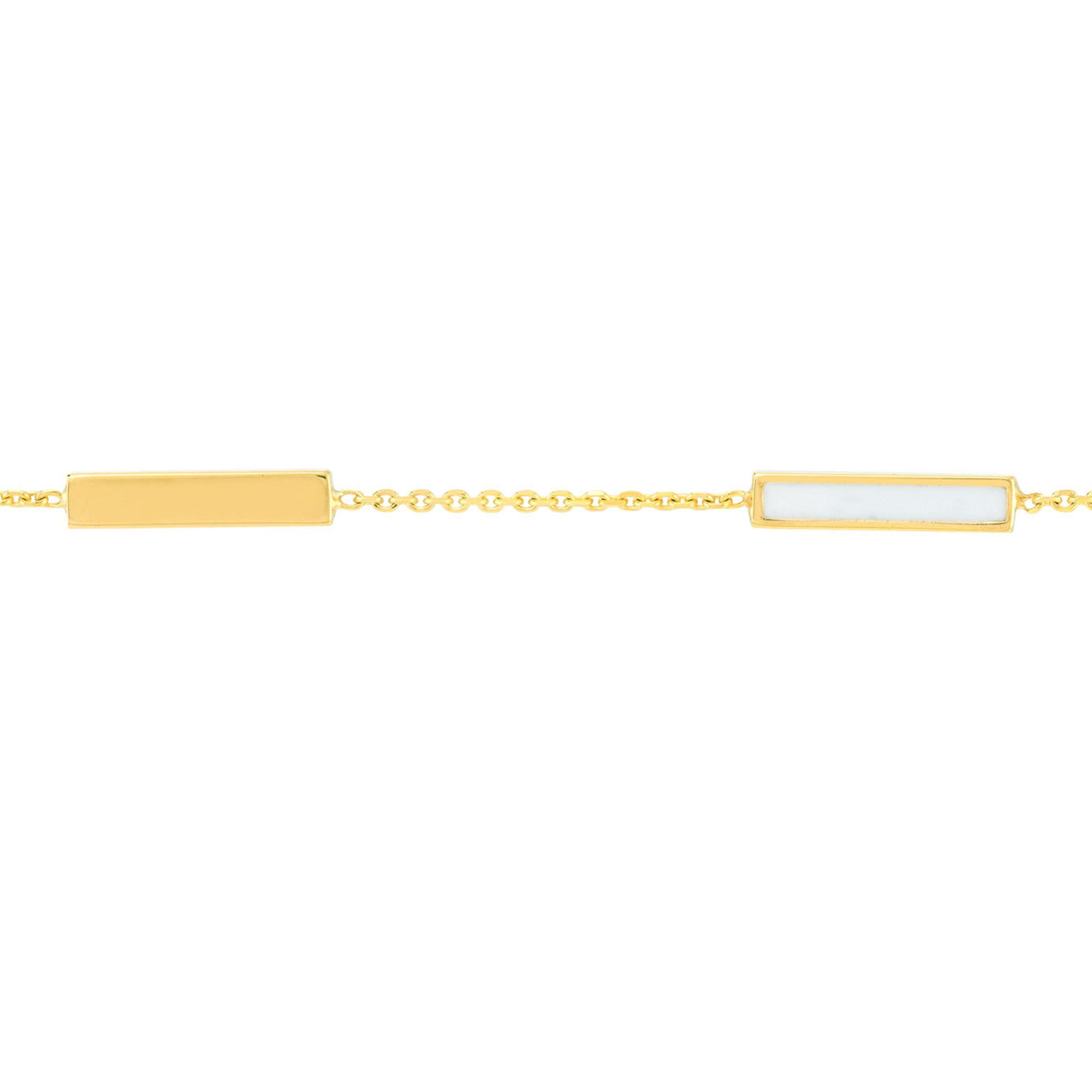 14K Yellow Gold 7.25" Solid Station Cable Link Bracelet