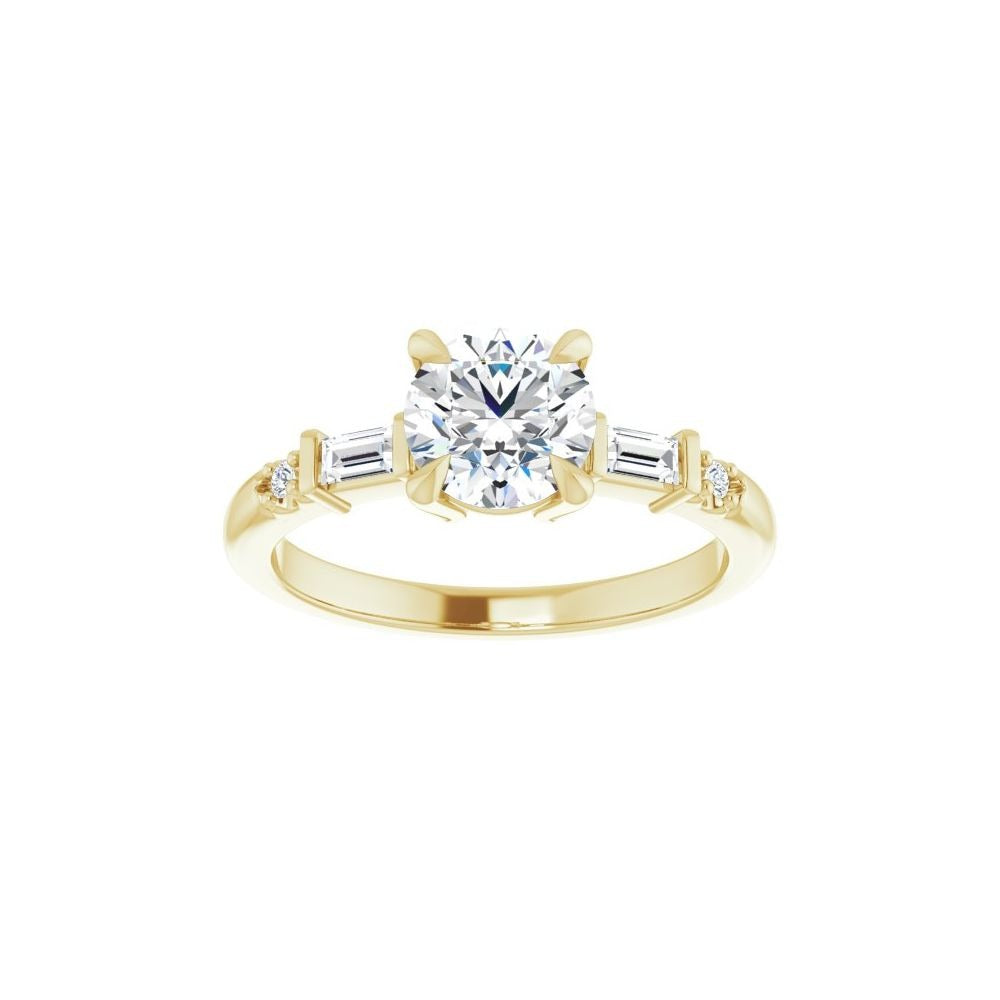 Ever & Ever 14K Yellow Gold 6.5mm center 4 Prong Style Diamond Semi-Mount Engagement Ring