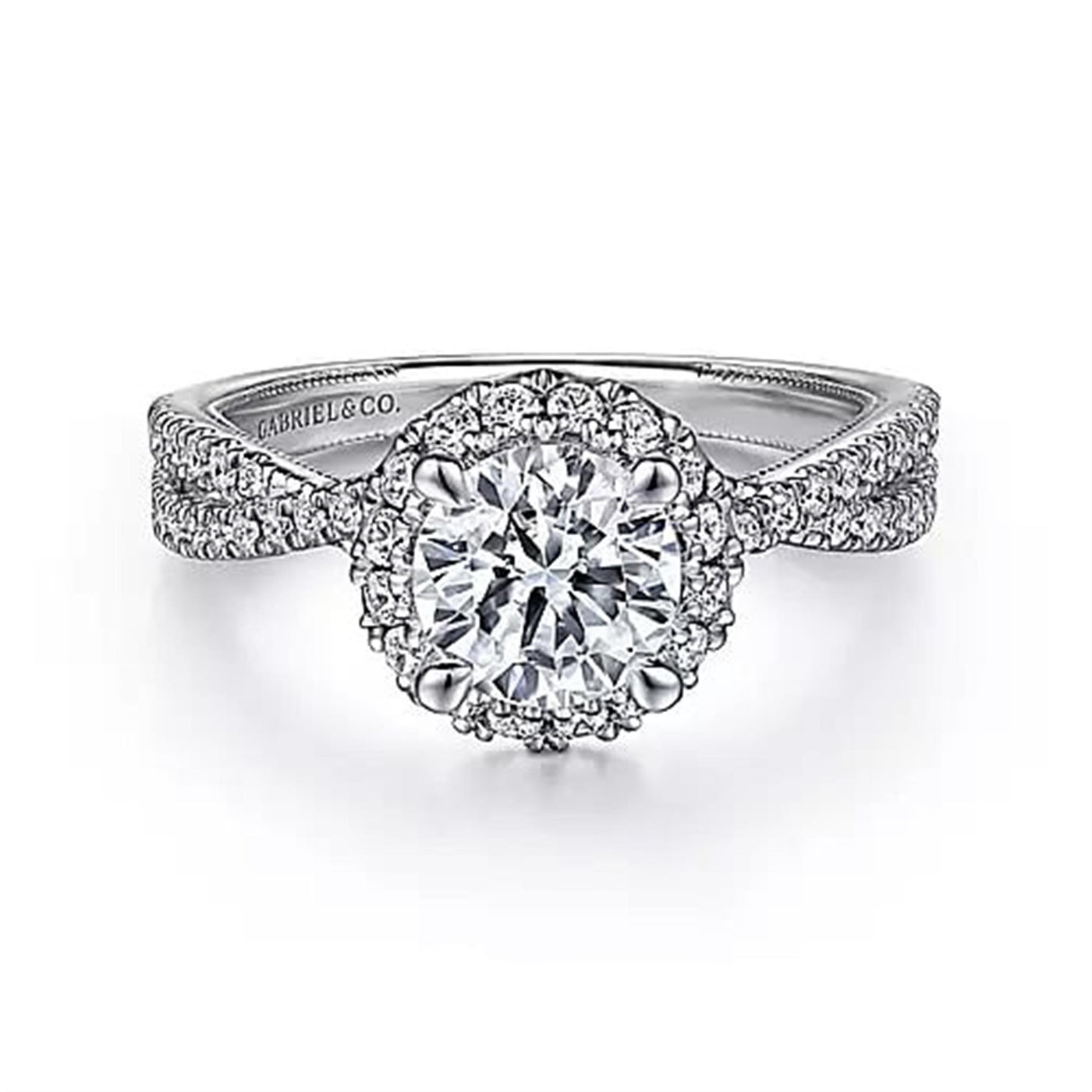 Gabriel 14K White Gold .50ctw 4 Prong Style Diamond Semi-Mount Engagement Ring